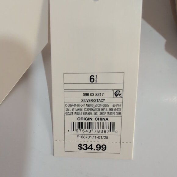 A New Day Women's Chunky Block High Heel Slip On Sandals Leather Silver - Picture 4 of 7